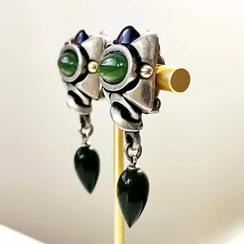 Fahrenheit NY by Connie Bates Vintage Green Drop Earrings
